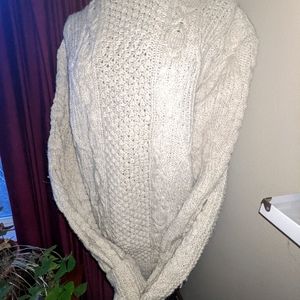 Irish Handmade Oatmeal Wool Fisherman's Sweater